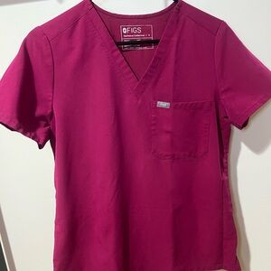 Figs Burgundy V-Neck Scrub Top